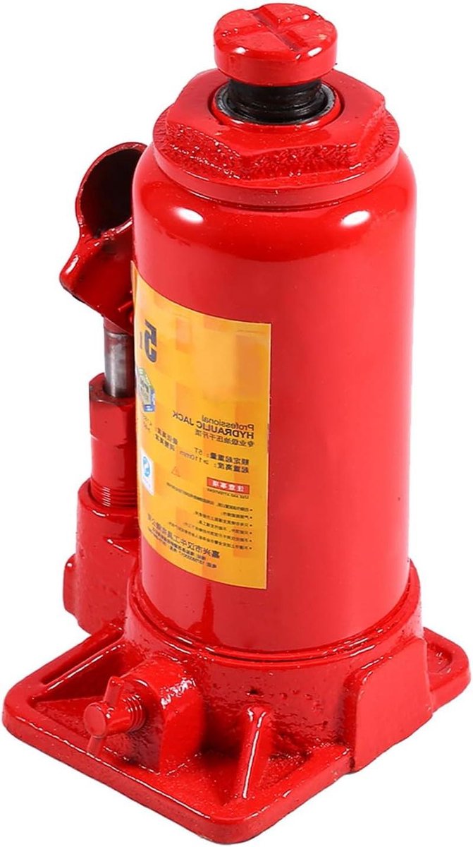 Hydraulische Fleskrik - Autokrik Krik - Voertuigen Hefen - Antislip Bovenkant - 5 Ton - Rood