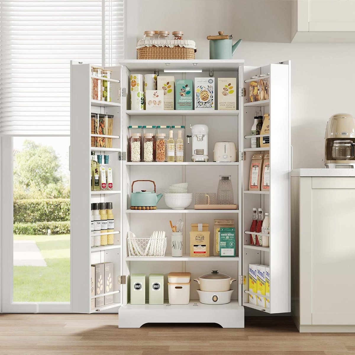 Multifunctionele Kast - Opbergkast Keuken - Keuken Organiseren - Verstelbare Legplanken - 60 x 35 x 128 cm - Wit