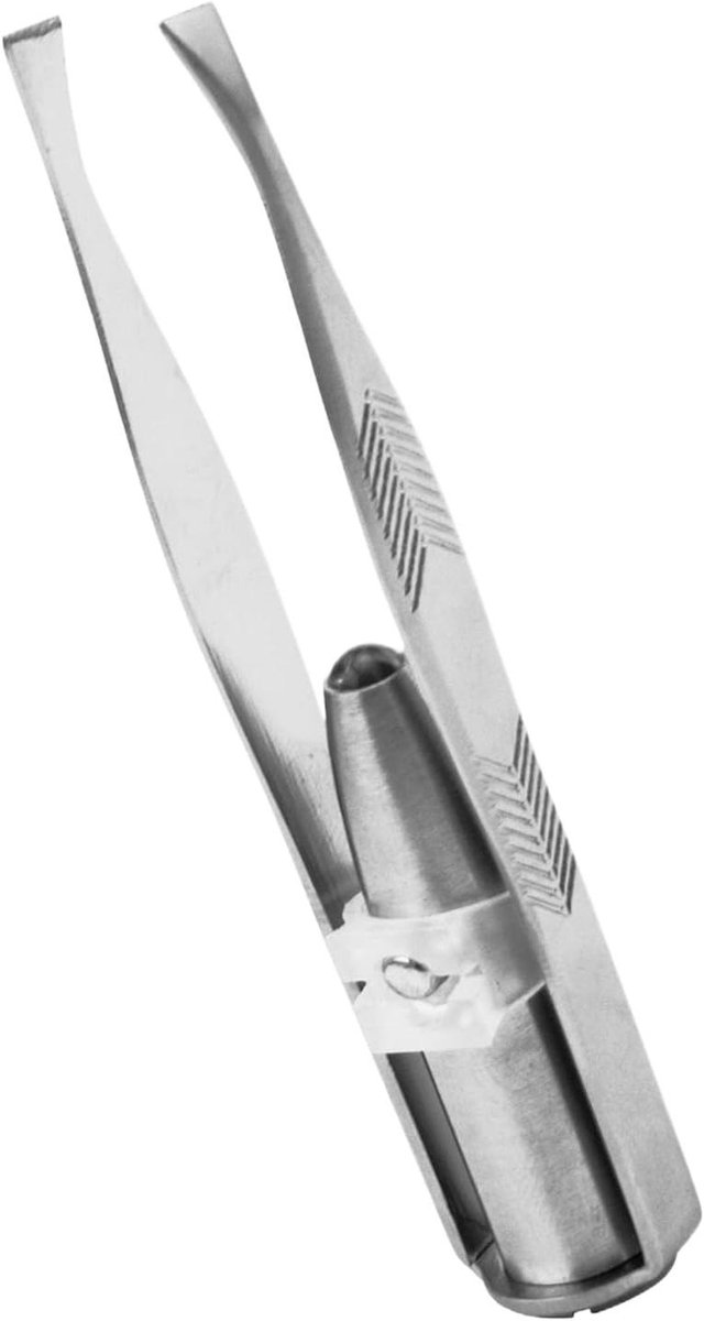 Lichtgevend Pincet - Precisie Tang - Gezichtsverzorging - Ingebouwd LED Licht - 8.5 cm - Zilverkleurig