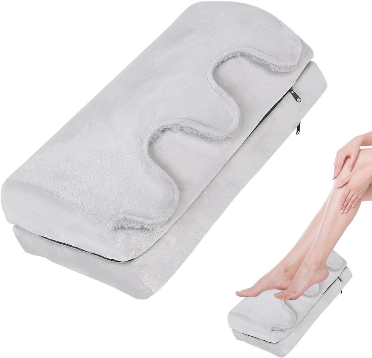 Voetensteun Bureau - Voetenbankje Verstelbaar - Ergonomisch Zitten - Met Warmtezak - 40 x 30 x 165 cm - Grijs