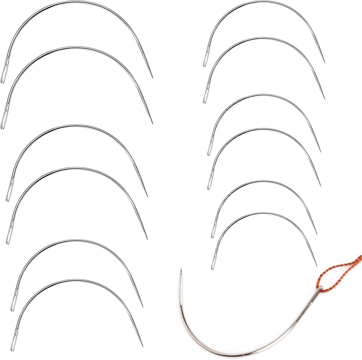 12 stuks gebogen naainaalden, naainaalden set, lederen naalden hand roestvrij staal, bekledingsnaalden, gebogen zadelnaalden, ronde naalden voor het naaien, Agujas handnaaien, leren naaien voor