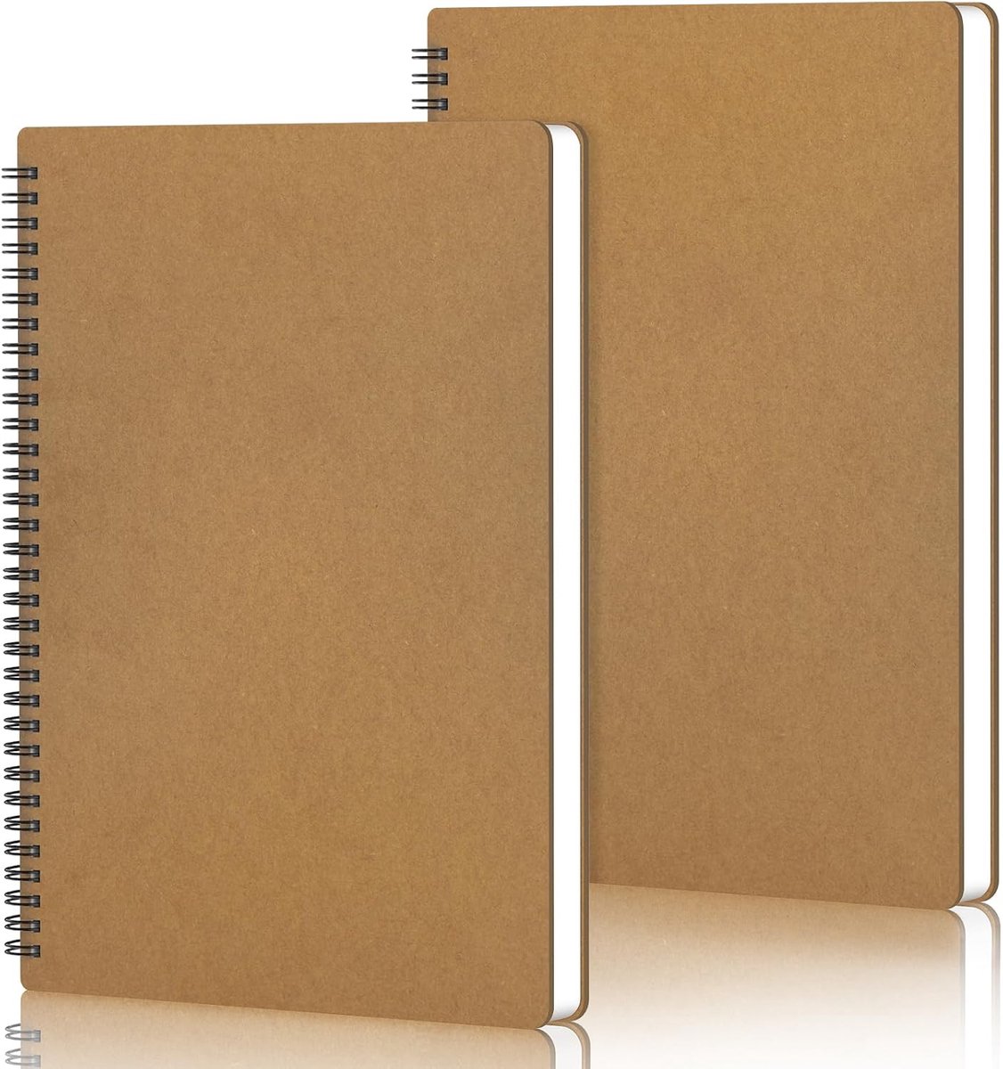 Spiraal Notitieboek - 100GSM Papier Blanco Notebooks A4-2PCS Kraft Plain Paper Notitieboekjes Wirebound 21x29.2cm - 120 Pagina's Notitieblok A4 Dagboek
