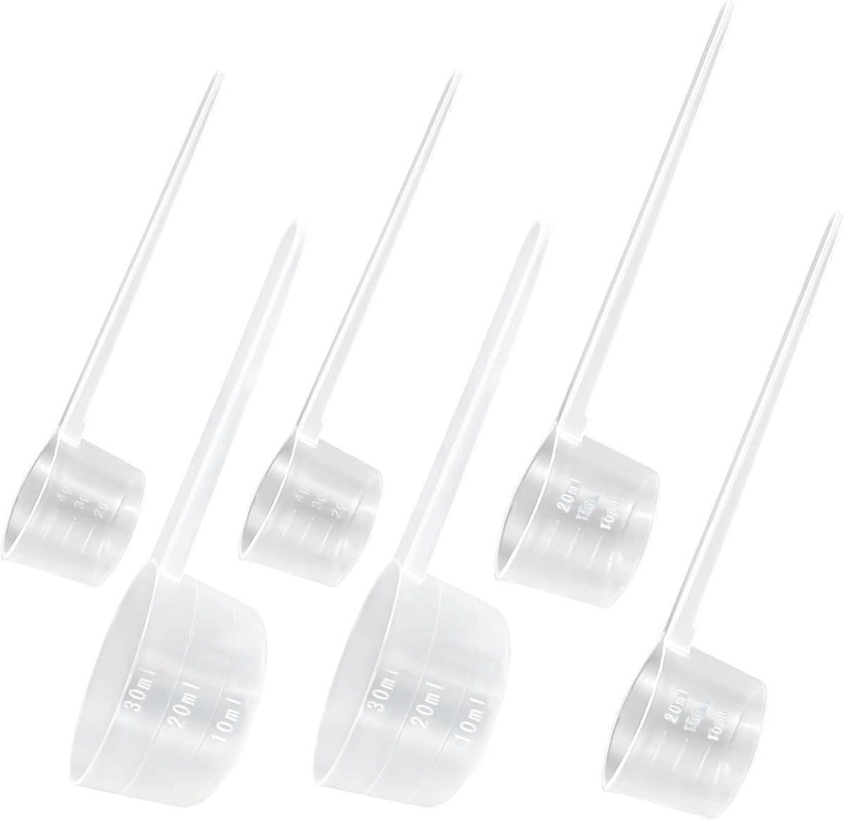 Maatlepel gram, 6 stuks doseerlepels transparant proteïnelepel, koffiemaatlepel, proteïnepoeder, waspoeder, doseerder met schaal 5 g, 10 g, 15 g, weegschaal, scheplepel voor bakken en keuken