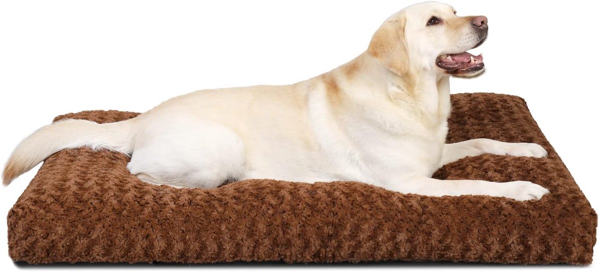 Hondenkussen voor grote honden, hondenbed voor binnen, XL, 105 x 70 cm, antislipbodem, hondenmatras, machinewasbaar, bruin