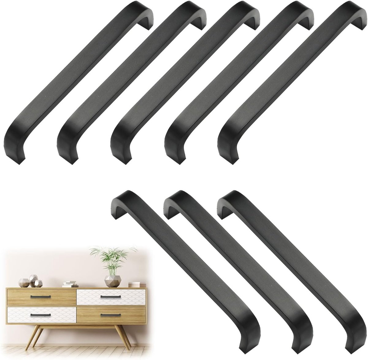 8 stuks meubelgrepen voor keuken, meubelgreep, gatafstand 96 mm, meubeltrekkers, roestvrijstalen handgrepen voor meubels, keukens en interieurdecoratie (zwart)