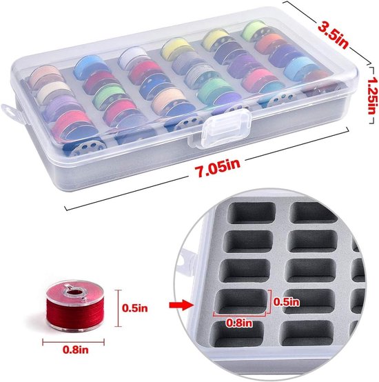 Spoelopbergdoos, 30 Slots Transparante Naaimachine-klossenorganisator Plastic Lege Spoelen Opbergkoffer Klossenhouder voor Naaiwerkopslag — afbeelding 3