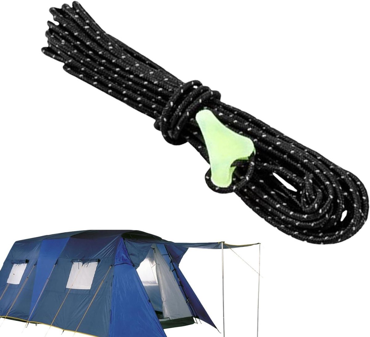 Scheerlijnen Met Spanners - Kampeer Gidslijn Klimtouw - Tent Stabiliseren - Reflecterende Vezels - 4 Meter - Zwart