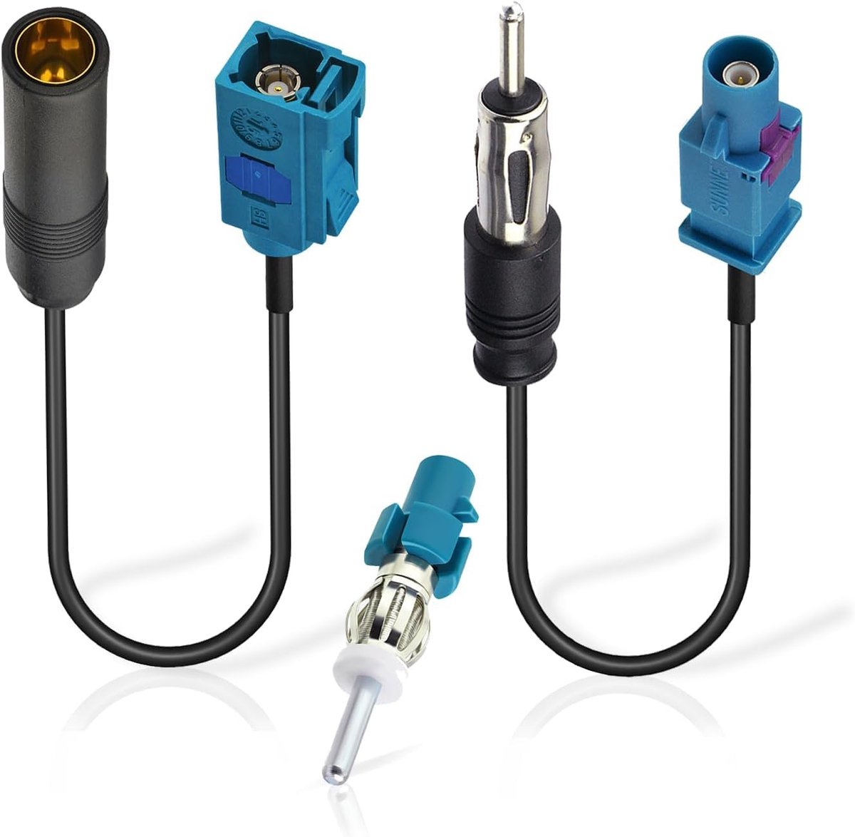 2 stuks Fakra naar DIN ISO autoradio-antenne-kabel, DAB FM radio-adapterkabel met Fakra-Z-stekker naar DIN-stekkeradapter voor stereo audio-ontvanger HD Head Unit CD Media Player Receiver