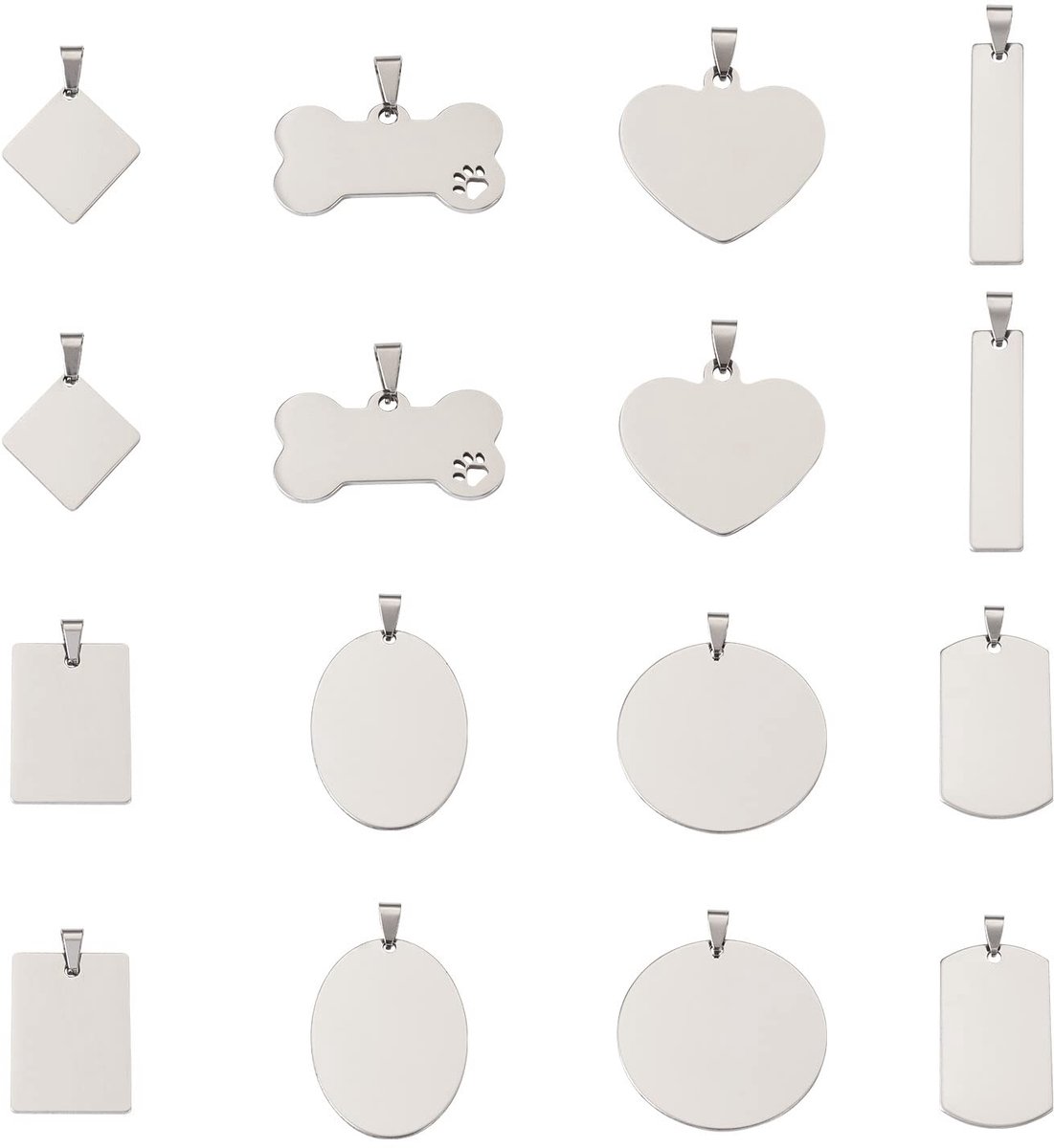 Blank stempelen Dog Tag Hangers Rvs Gepersonaliseerde Graveren Naam Charm Pet ID Naam Charms voor Ketting Sieraden