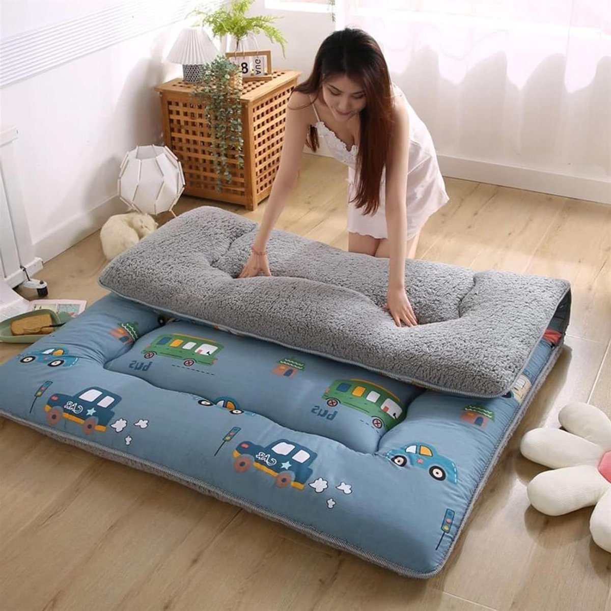 Opvouwbare Tatami Mat - Japanse Vloermatras Futon - Comfortabel Slapen - Verstevigde 5-laags Structuur - 100x200cm - Auto