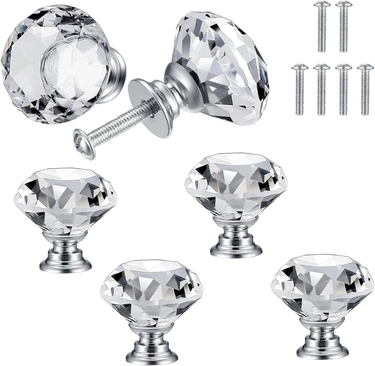 6 meubelknoppen van kristal, kastknoppen,30 mm | kastknoppen, meubelknoppen van kristal, handgrepen voor kledingkasten, meubelhandgrepen
