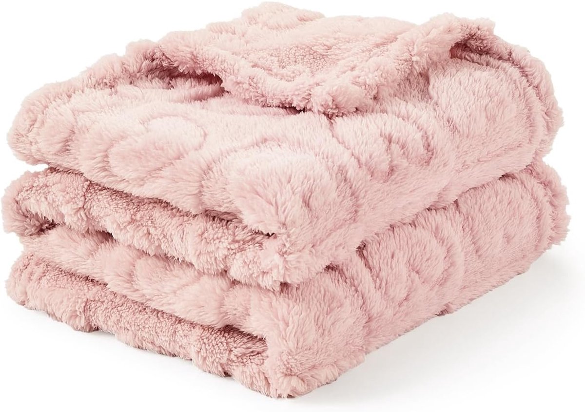 75cmX100cm Gezellige Zachte Warme Sherpa Baby Deken voor Meisjes Jongens, Pasgeboren Essentials voor Zuigeling, Baby Shower Ontvangen Cadeau - Roze Hart