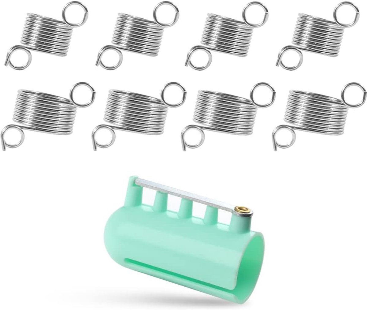 9 stuks breilus haakring set, inclusief 1 stuks plastic garen gids vingerhouder breien vingerhoed en 8 stuks 2 maten metalen gevlochten lus, gehaakte lus voor doe-het-zelf breien ambachten