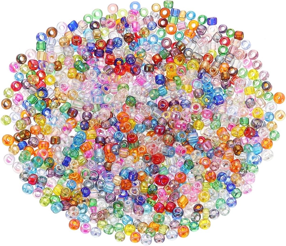 Glasparels, 2 mm, 11/0, losse mini-kralen met gat, knutselkralen voor doe-het-zelf handwerk, gemengde kleuren, 1600 stuks