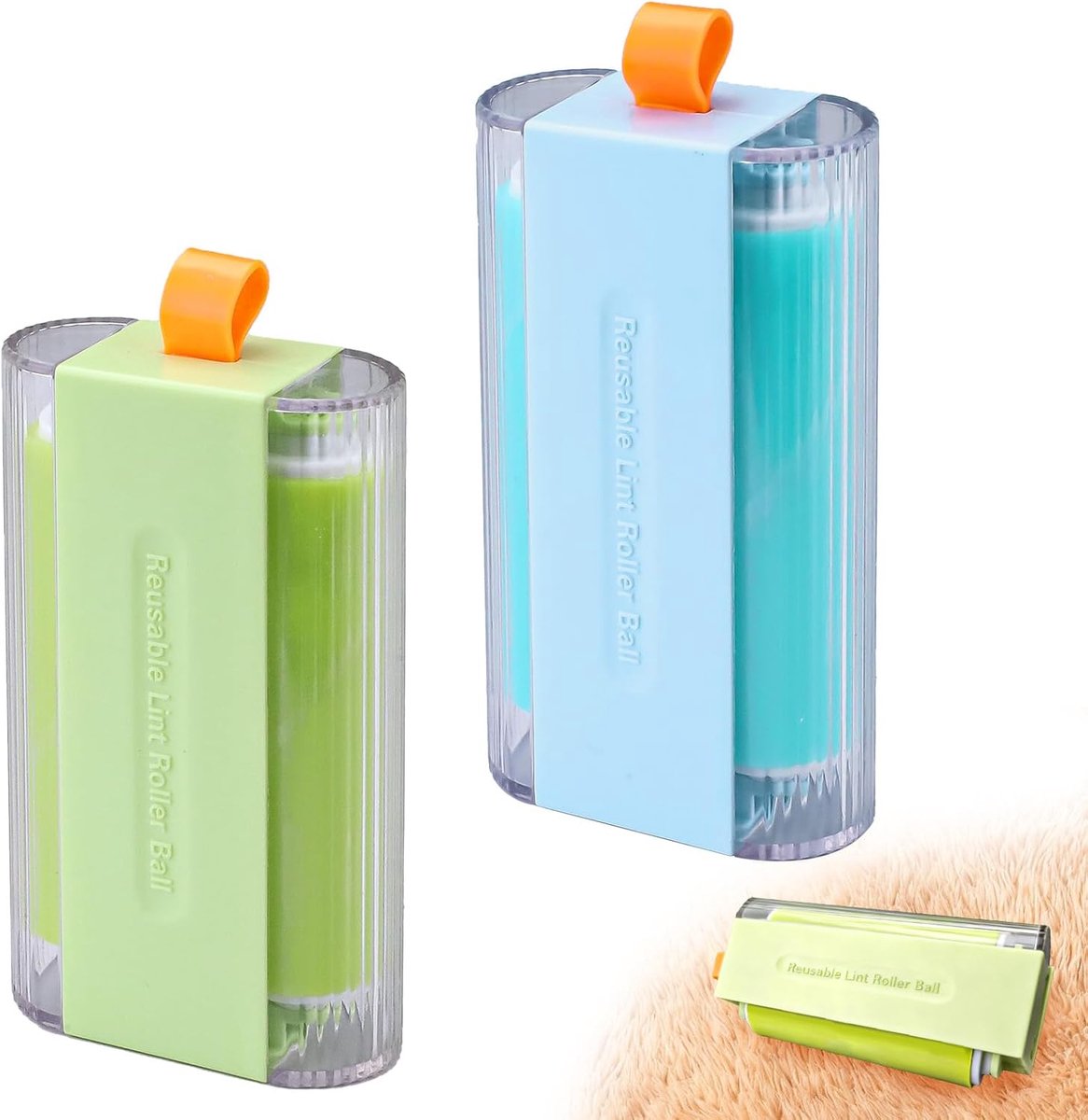 2 stuks 2-in-1 wasbare herbruikbare pluisroller, extra kleverige gel mini pluisroller reismaat voor dierenhaar, kleding, kleine draagbare hond kat haarverwijderaar