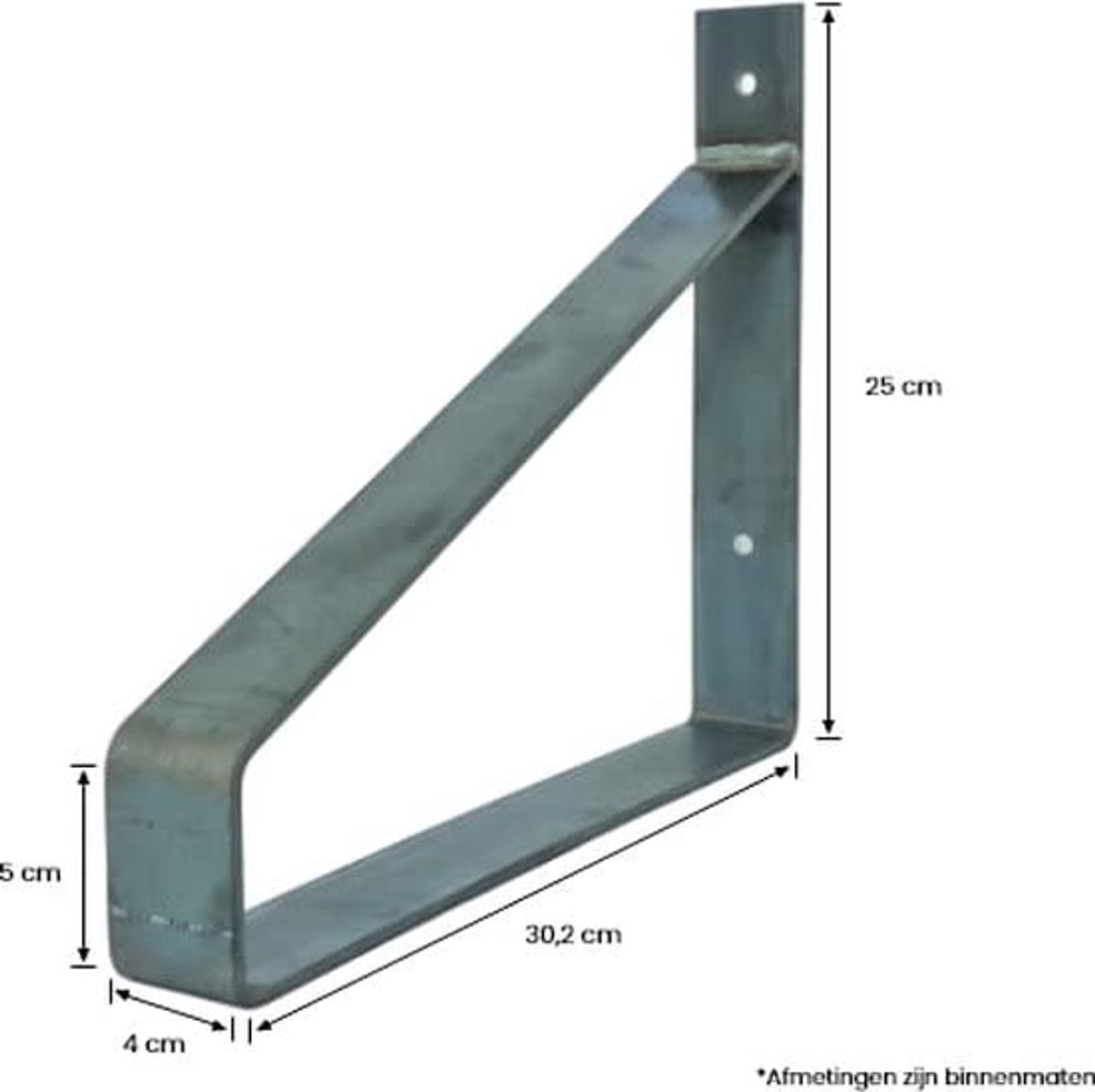 Eiken Wandplank - 80x30 cm - Industriele Plankdragers - Staal - Zonder Coating