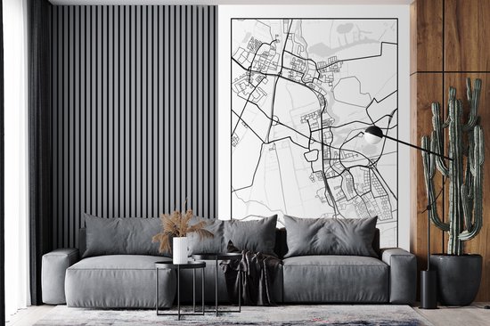 Papier peint - Papier peint photo peint Carte - Zaanstad - Zwart - Wit - Largeur 170 cm x hauteur 260 cm