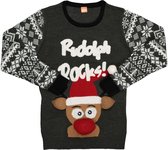 Kerst trui - O-hals - Rudolph Rocks -  Maat: M