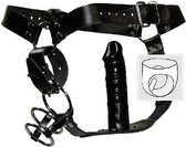 Lederen string met Cockring en Dildo - BDSM - Fetish Kleding Heren