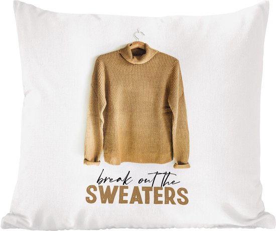 Sierkussens - Kussentjes Woonkamer - 60x60 cm - Trui - Winter - Quote - Kerstversiering - Kerstdecoratie voor binnen - Woonkamer