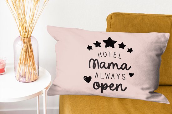 Sierkussen - Cadeau Fête Des Mères Hotel Maman Always Ouvert - Multicolore - 40 Cm X 60 Cm