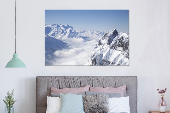 Wanddecoratie Metaal - Aluminium Schilderij - Alpen - Sneeuw - Berg