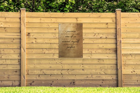 Posters de jardin extérieur Citations - Proverbes - 'Je promets de me rappeler qu'aucun de nous n'est parfait' - 60x90 cm - Toile de jardin - Affiche extérieure