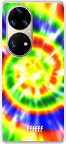 6F hoesje - geschikt voor Huawei P50 Pro -  Transparant TPU Case - Hippie Tie Dye #ffffff