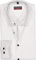 MARVELIS body fit overhemd - mouwlengte 7 - wit met ingeweven stipje - Strijkvrij - Boordmaat: 41