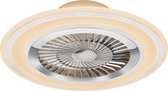 LED Plafondlamp met Ventilator - Plafondventilator - Trion Figon - 36W - Afstandsbediening - Aanpasbare Kleur - Rond - Dimbaar - Mat Wit - Kunststof