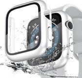 Apple Watch 4/5/6/SE 44mm hoesje met screenprotector - Full cover - wit
