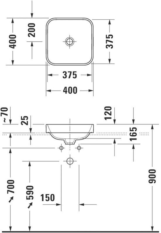 Vasque 400x400 mm, blanc alpin