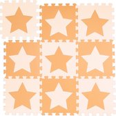 Relaxdays 9x speelmat foam sterren - puzzelmat - speelkleed - vloermat - oranje-beige