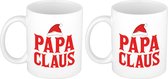 Set van 2x stuks cadeau kerstmokken Papa Claus - 300 ml - keramiek - koffiemokken / theebekers - Kerstmis - kerstcadeau papa / vader