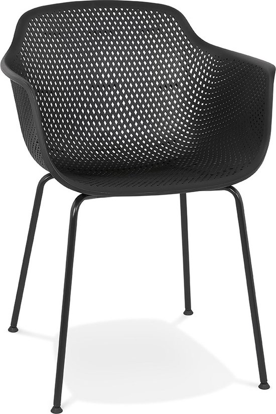 Alterego Chaise noire perforée avec accoudoirs 'DRAK' in/outdoor