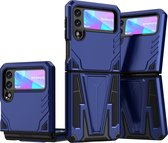 Coque Samsung Galaxy Z Flip 3 5G - Mobigear - Série Armor Stand - Coque arrière en plastique rigide - Blauw - Coque adaptée pour Samsung Galaxy Z Flip 3 5G