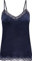 Hunkemöller Dames Nachtmode Cami Velours Lace  - Blauw - maat XS