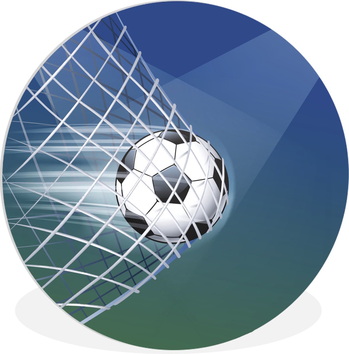 WallCircle - Wandcirkel - Voetbal - Goal - Kinderen - Jongens - Kinderkamer - Rond schilderij - Muurdecoratie cirkel - Kamer decoratie - 140x140 cm - Slaapkamer - Wanddecoratie rond - Muurcirkel binnen