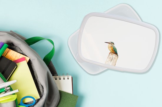 Lunch box Wit - Lunch box - Boîte à pain - Martin-pêcheur - Ressorts - Perche - 18x12x6 cm - Adultes