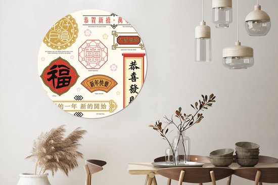 Textes chinois avec significations Assiette en plastique cercle mural ⌀ 140 cm
