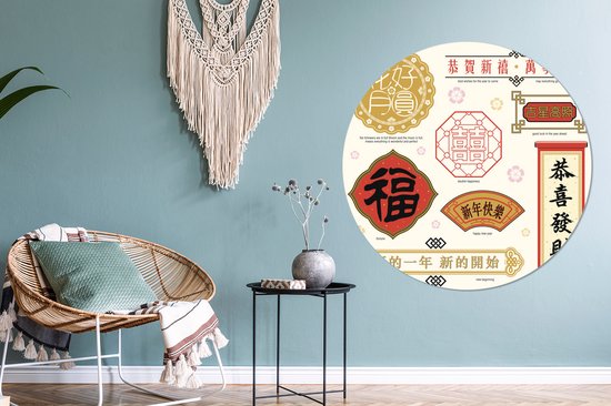 Textes chinois avec significations Assiette en plastique cercle mural ⌀ 140 cm
