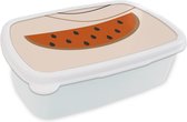 Broodtrommel Wit - Lunchbox - Brooddoos - Zomer - Watermeloen - Roze - 18x12x6 cm - Volwassenen