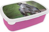 Broodtrommel Roze - Lunchbox Paard - Bos - Portret - Brooddoos 18x12x6 cm - Brood lunch box - Broodtrommels voor kinderen en volwassenen