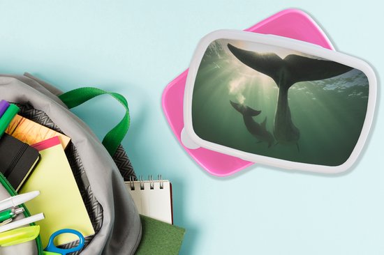 Lunch box Rose - Lunch box - Boîte à pain - Dauphin - Water - Blauw - 18x12x6 cm - Enfants - Fille