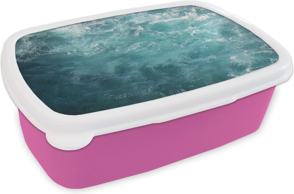 Broodtrommel Roze - Lunchbox - Brooddoos - Zee - Water - Turquoise - 18x12x6 cm - Kinderen - Meisje