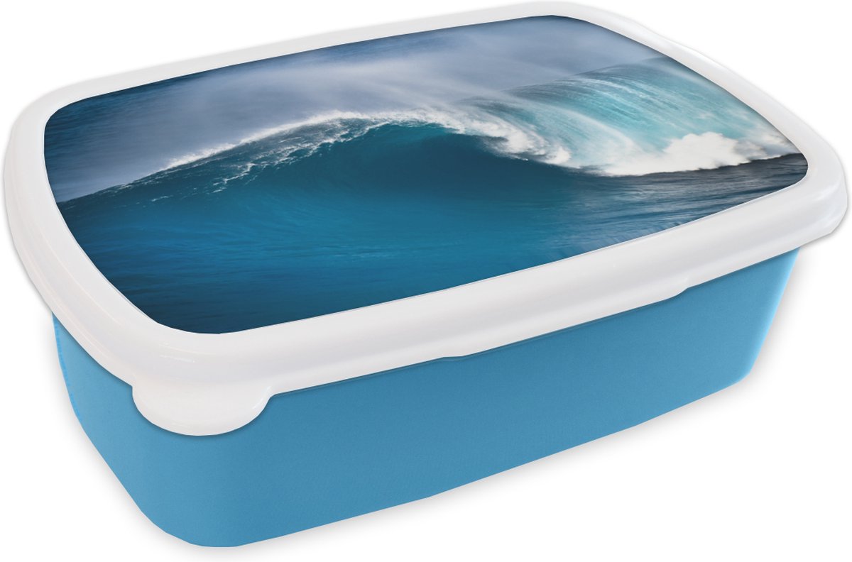 Broodtrommel Blauw - Lunchbox - Brooddoos - Zee - Golf - Hawaii - 18x12x6 cm - Kinderen - Jongen