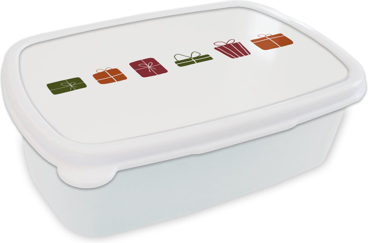 Broodtrommel Wit - Lunchbox - Brooddoos - Cadeaus - Kerst - Wit - 18x12x6 cm - Volwassenen
