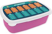 Broodtrommel Roze - Lunchbox - Brooddoos - Kinderkamer - Educatief - Aftrekken - Meiden - Jongetjes - Kinderen - Kindje - 18x12x6 cm - Kinderen - Meisje