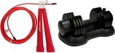 Tunturi - Fitness Set - Verstelbare Dumbbellset 12,5 kg - Springtouw Rood