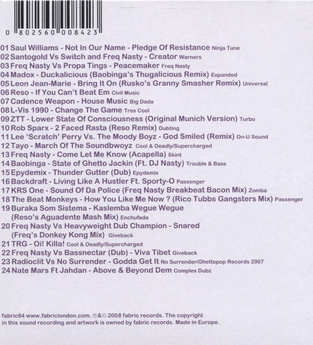 Freq Nasty Fabriclive42 (CD), Freq Nasty CD (album) Muziek